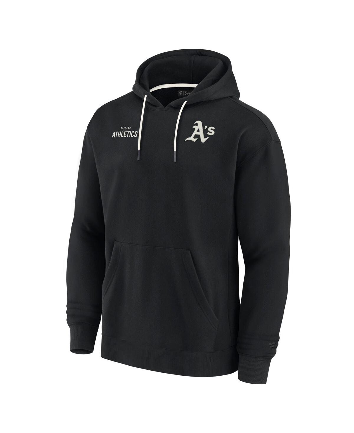 Shop Fanatics Signature Men's And Women's  Black Oakland Athletics Super Soft Fleece Pullover Hoodie