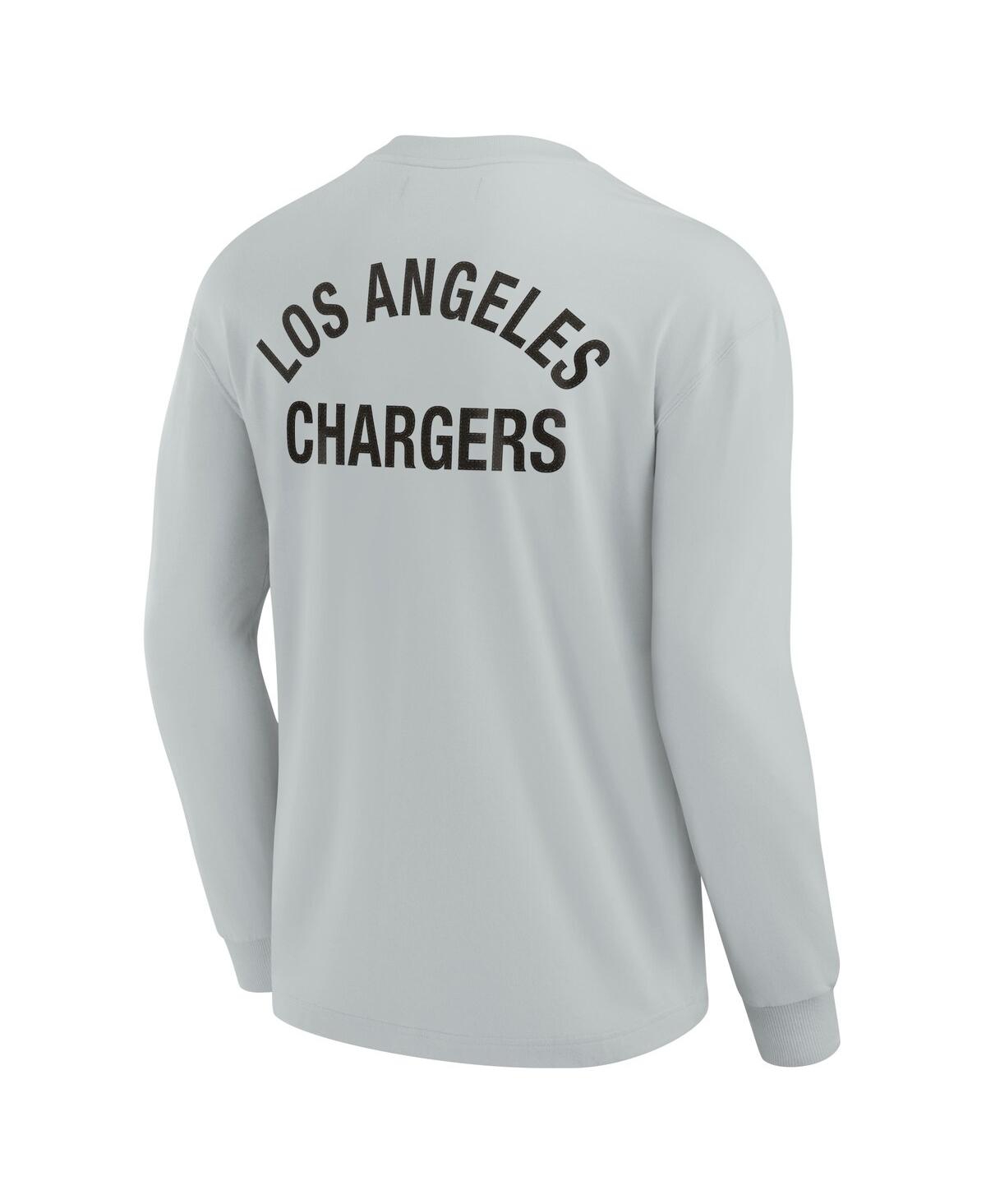 Shop Fanatics Signature Men's And Women's  Gray Los Angeles Chargers Super Soft Long Sleeve T-shirt