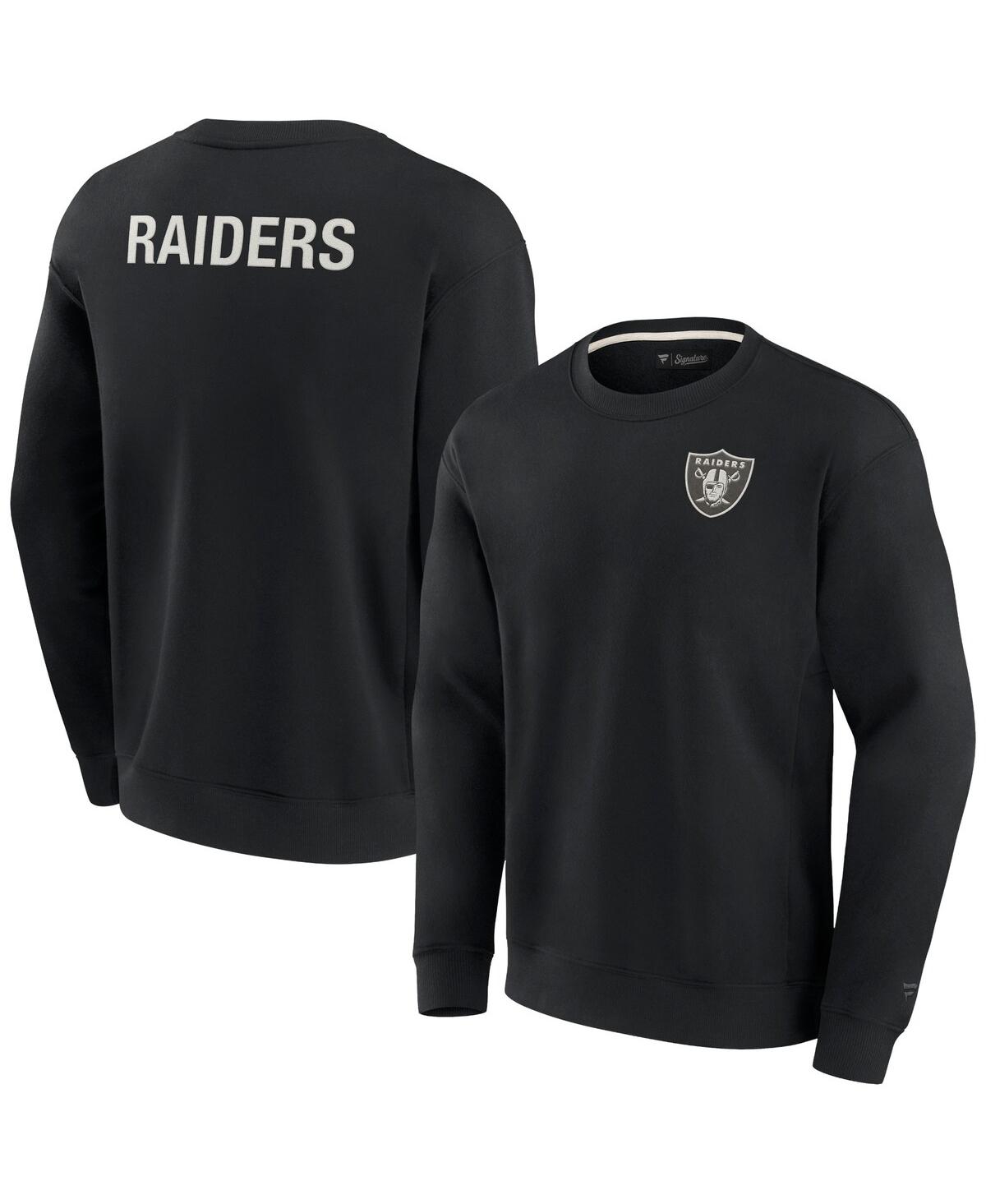 Fanatics Signature Men's And Women's  Black Las Vegas Raiders Super Soft Pullover Crew Sweatshirt