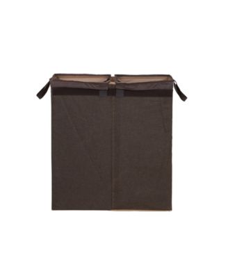 Double Laundry Hamper with Lid, Brown Linen