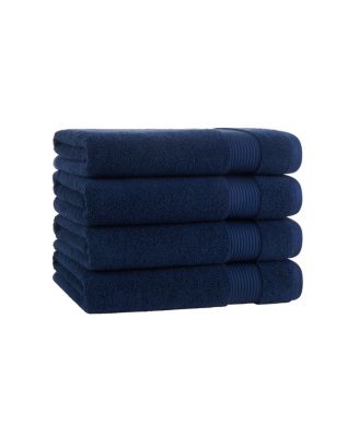Host & Home Bath Towels, 4-Pack, 27x54, 600 GSM, Ringspun Cotton, Solid Colors, Double-Stitched, Striped Dobby Border
