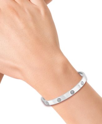 EFFY® Diamond Cluster Inset Bangle Bracelet (1/6 ct. t.w.) in Sterling Silver