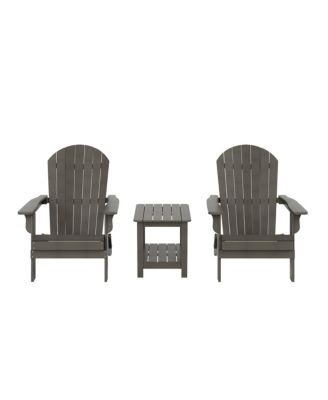 3-Piece Outdoor Folding Adirondack Chair with Side Table Set