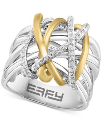 指輪・リング CROSS RING Showyrenzo EL Jewelry EFFY® Diamond Contrasting Intertwined Crisscross Ring (1/4 ct