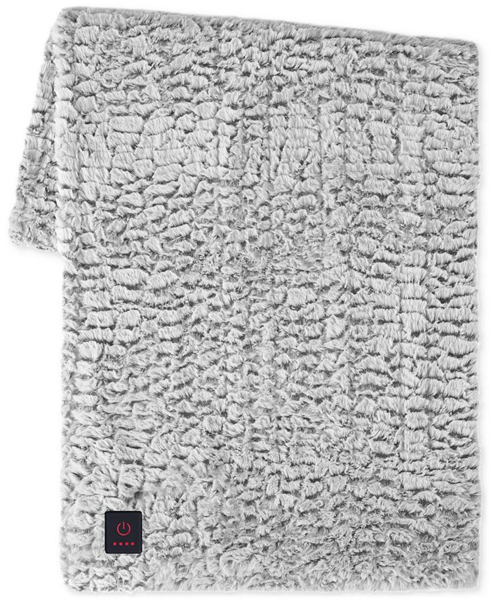 Brookstone Faux Fur Heated Throw, 50" x 60" Macy's