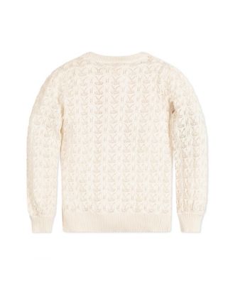 Baby Girls Long Balloon Sleeve Pointelle Pullover Sweater