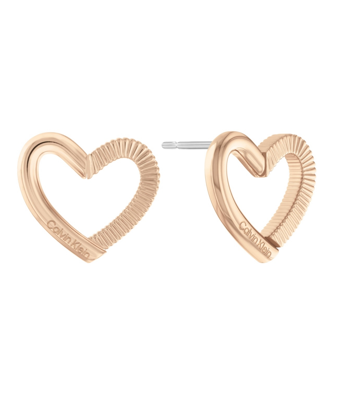 Women's Stainless Steel Heart Earrings - Carnation Gold Tone