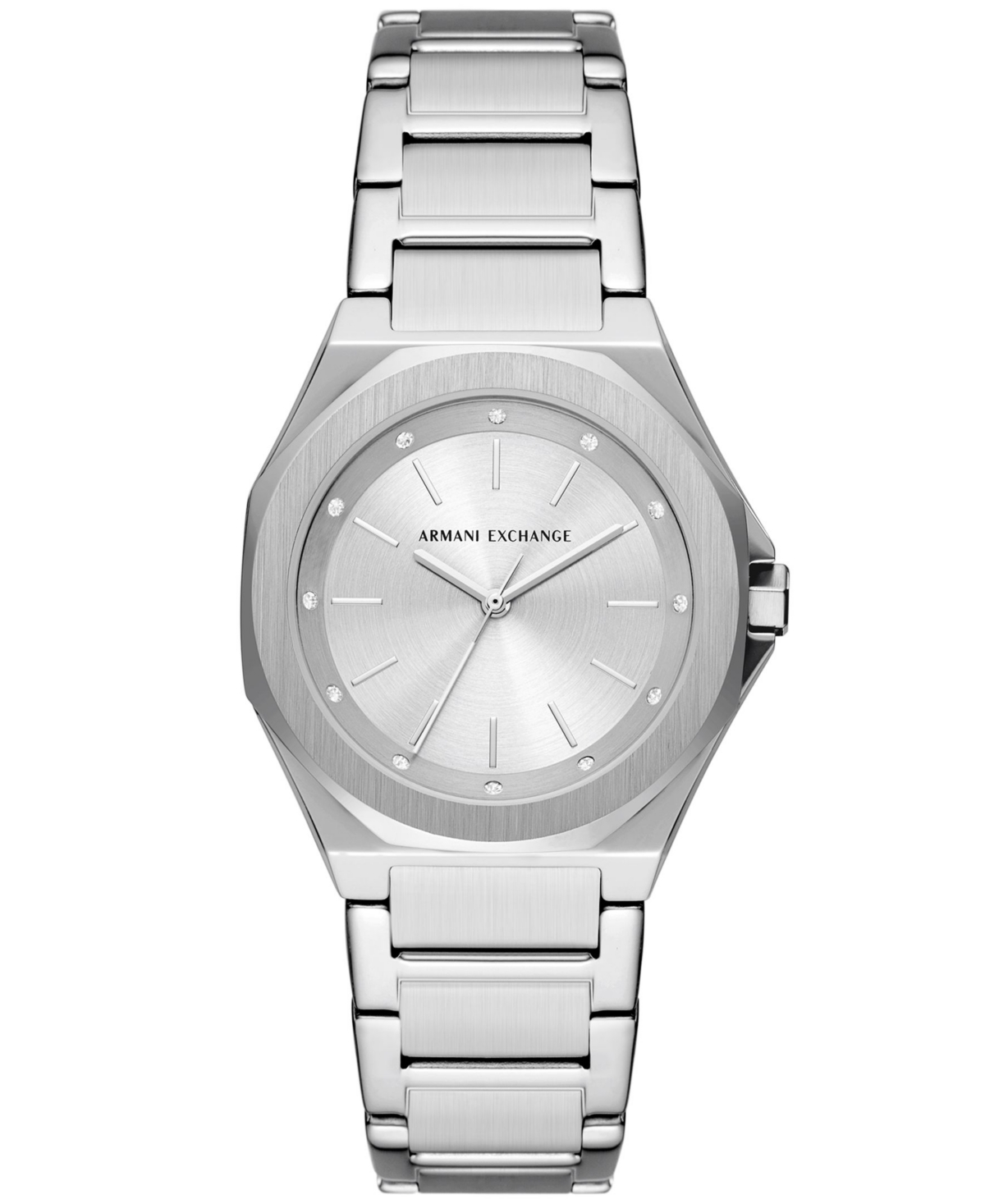 A X Armani Exchange Women's Quartz Three Hand Silver-tone Stainless Steel Watch 34mm