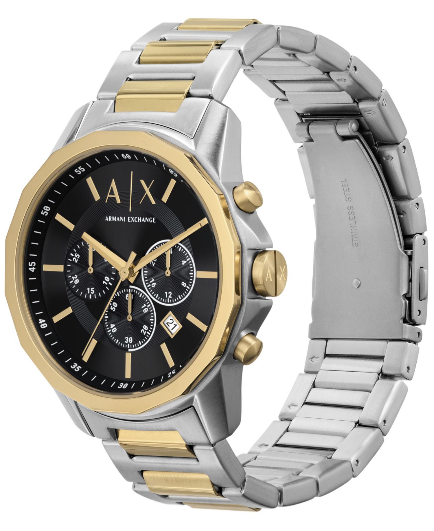 Men's Quartz Chronograph Multi Stainless Steel Watch 44mm Set, 2 Pieces