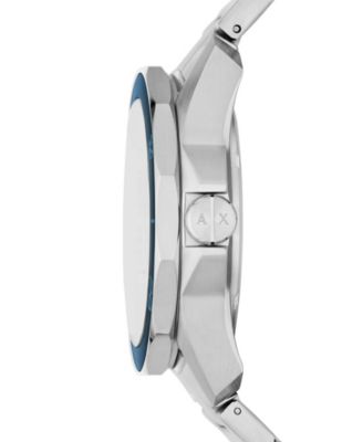 Men's Quartz Three Hand Date Silver-Tone Stainless Steel Watch 44mm