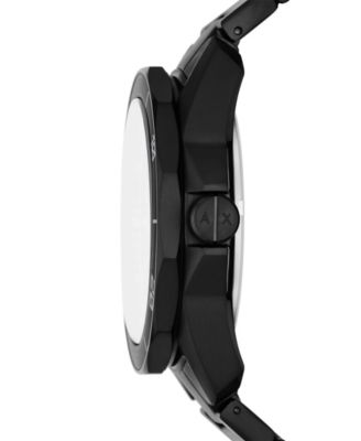 Men's Quartz Three Hand Date Black Stainless Steel Watch 44mm