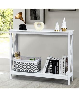 1 PC P2 MDF 2-Tier Console Table x-Design Bookshelf Sofa Side Accent Table