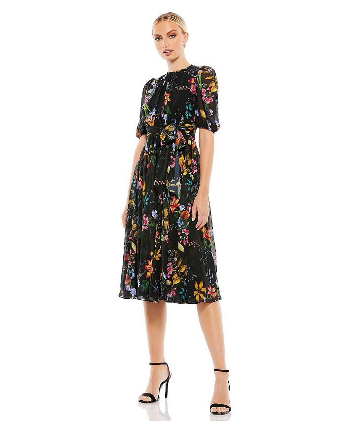 Black floral dress macys on sale