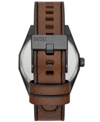 Men's Scraper Quartz Three Hand Brown Leather Watch 44mm