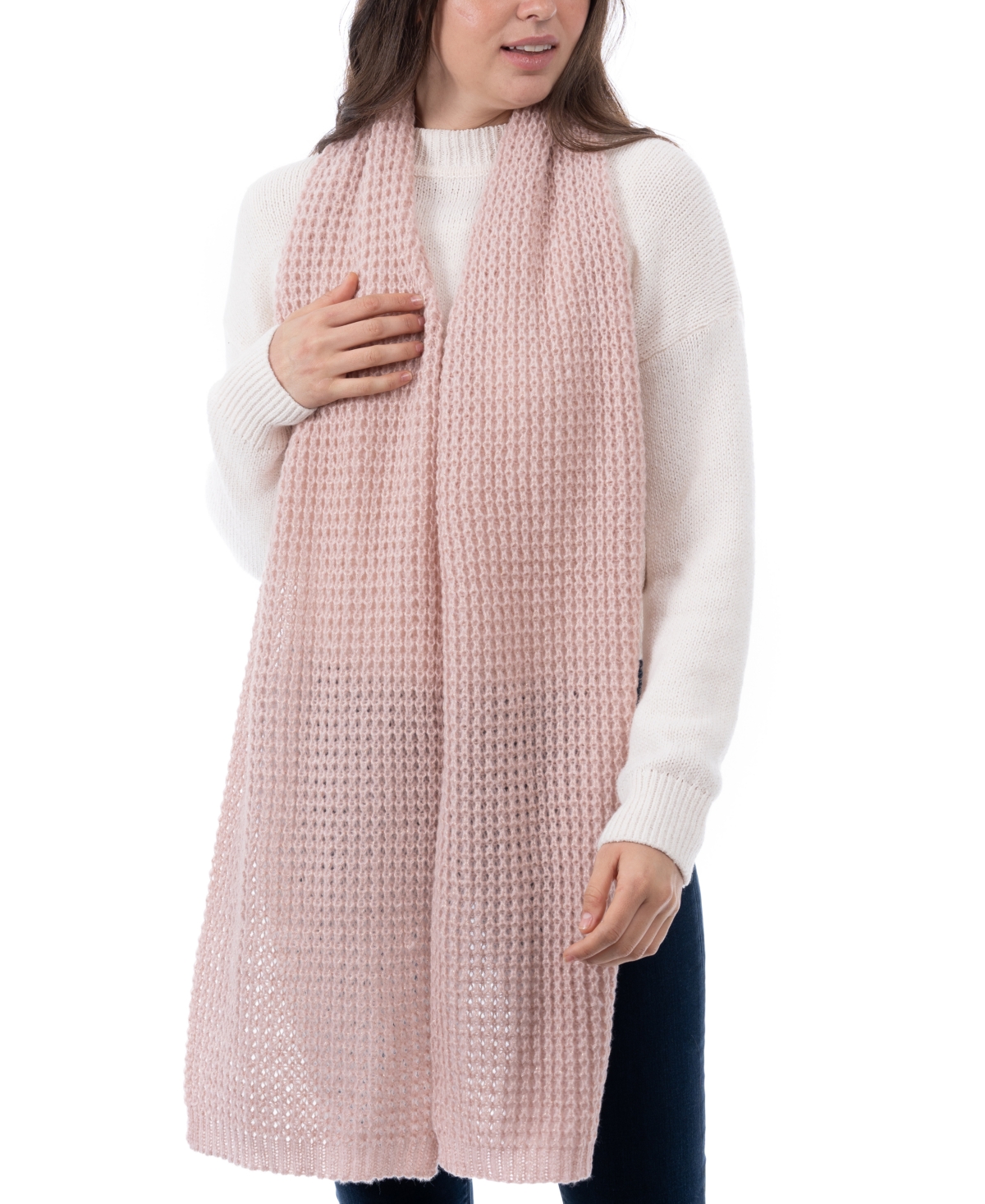 Style & Co Women's Waffle-knit Shimmer Scarf, Created For Macy's In Blush