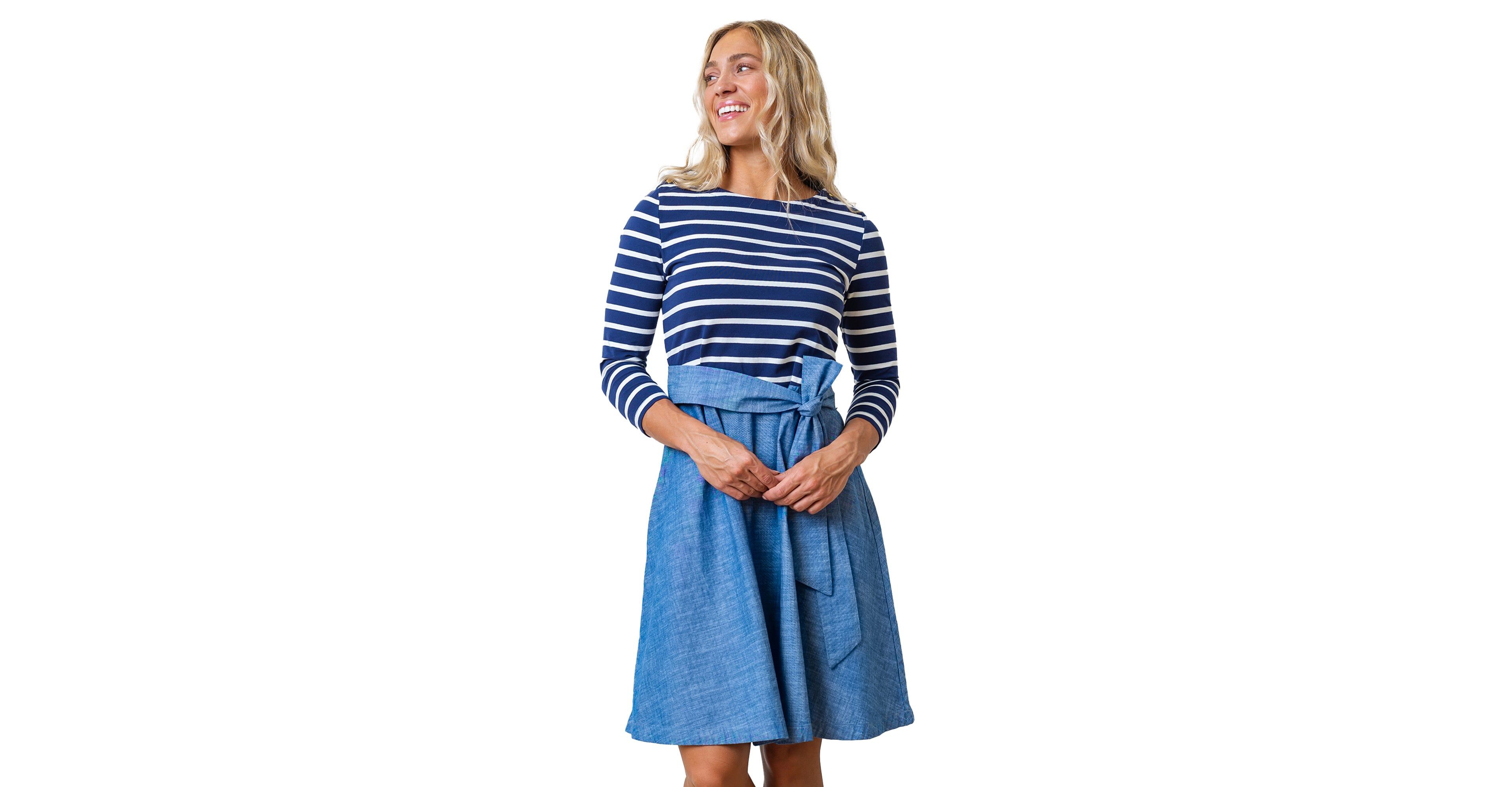 Hope & Henry Women's Long Sleeve French Skater Dress