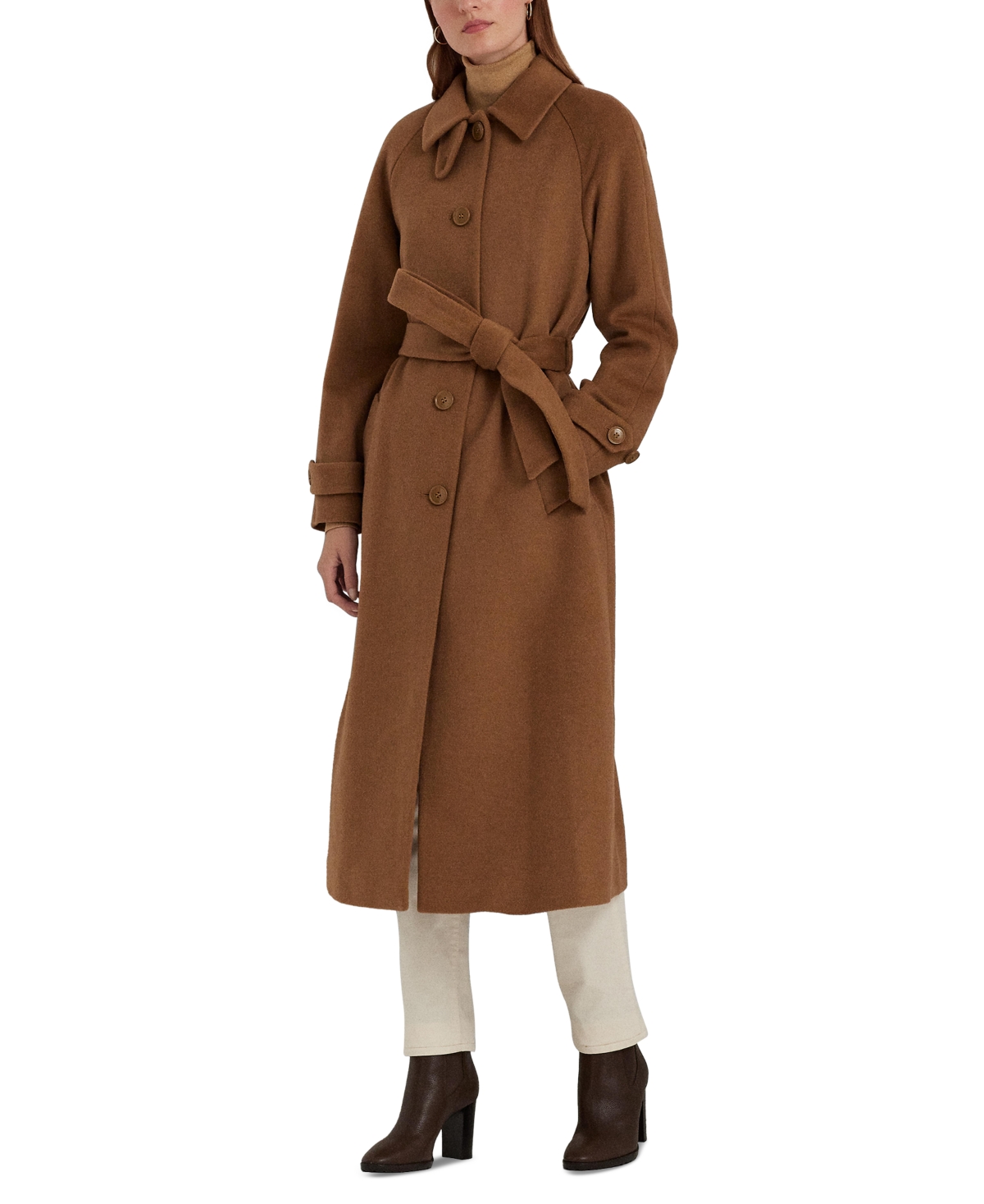 Lauren Ralph Lauren Women's Wool Blend Maxi Belted Wrap Coat In New Vicuna