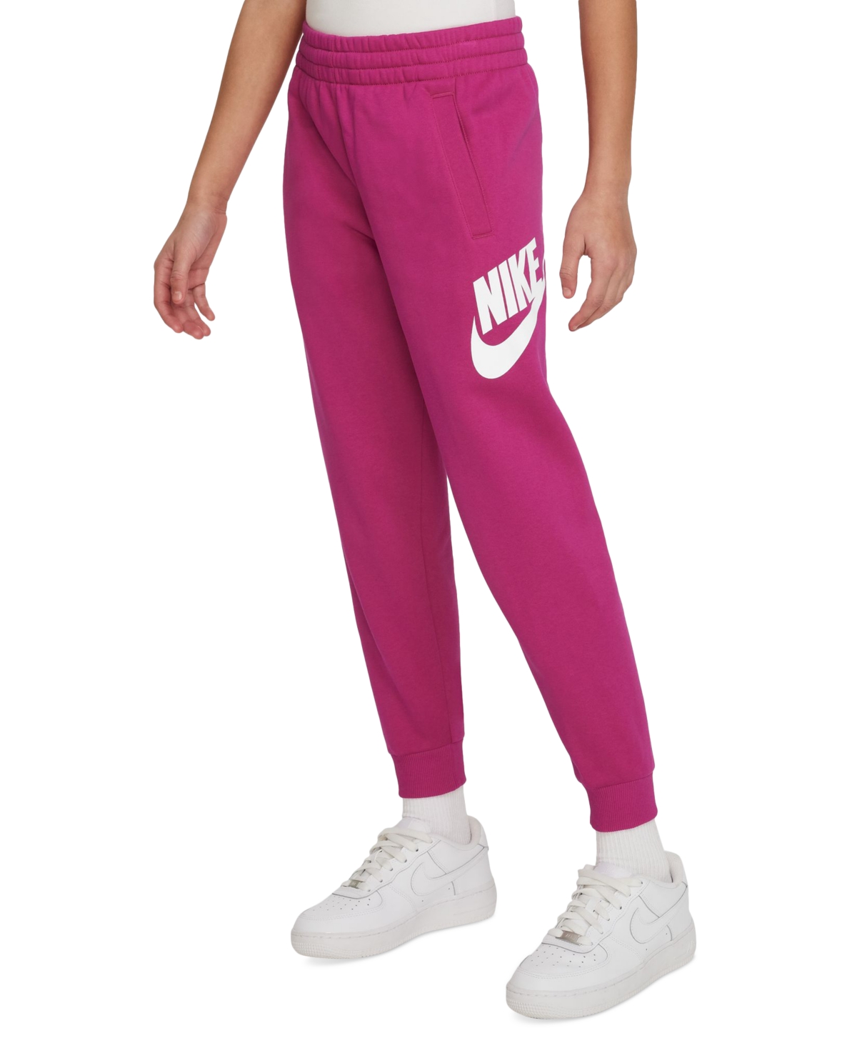 Shop Nike Big Kids Club Fleece Jogger Pants In Fireberry,white