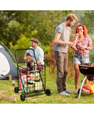 Folding Shopping Cart Utility Trolley Portable For Grocery Laundry Travel