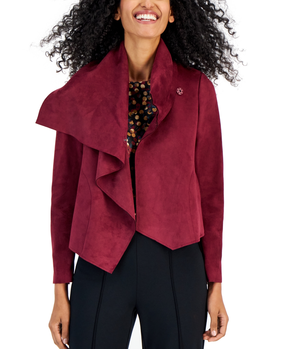 Anne Klein Women's Asymmetrical Front Jacket In Chianti