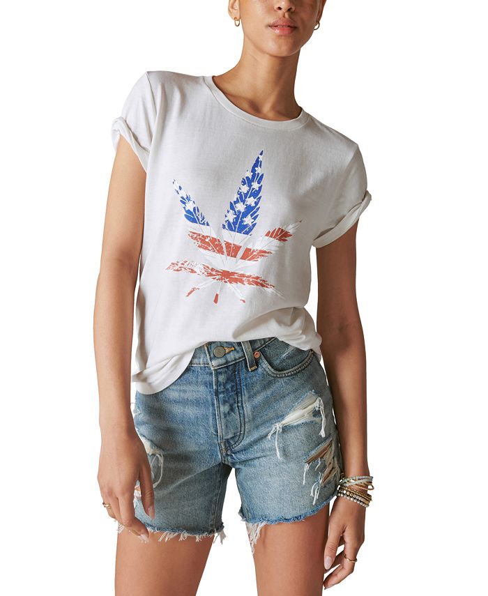 Lucky Brand Women's Flag Leaf Crewneck Graphic T-Shirt - Macy's