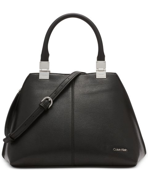 Женская сумка Calvin Klein Granite Convertible Satchel with Magnetic Snap, цвет: Чёрный / Серебряный