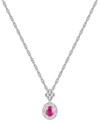 2-Pc. Set Sapphire (1 ct. t.w.) & Diamond (1/20 ct. t.w.) Halo Pendant Necklace & Matching Drop Earrings in Sterling Silver (Also in Ruby, Emerald, & Tanzanite)