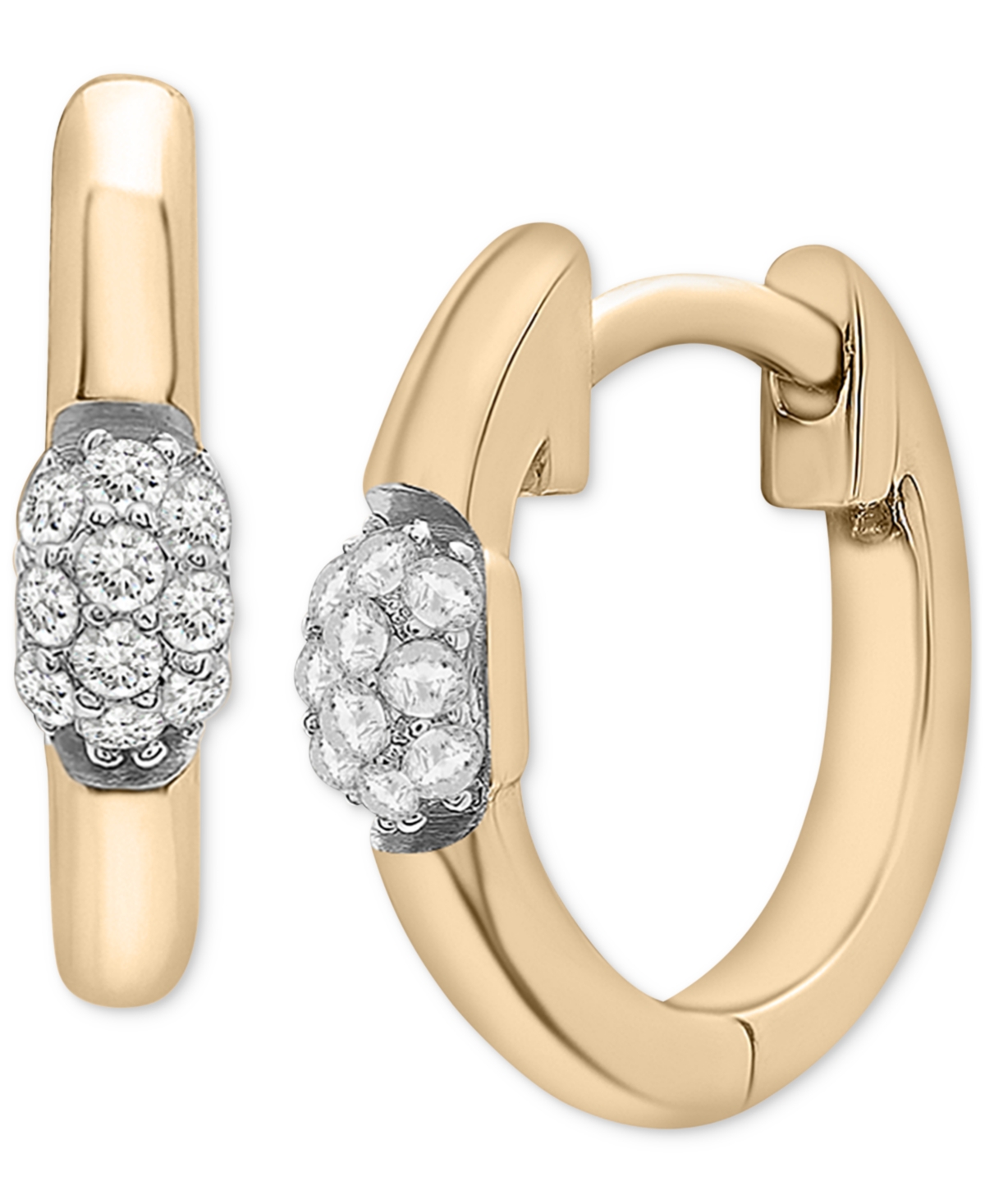 Diamond Mini Cluster Small Hoop Earrings (1/10 ct. t.w.) in Gold Vermeil, Created for Macy's - Gold Vermeil