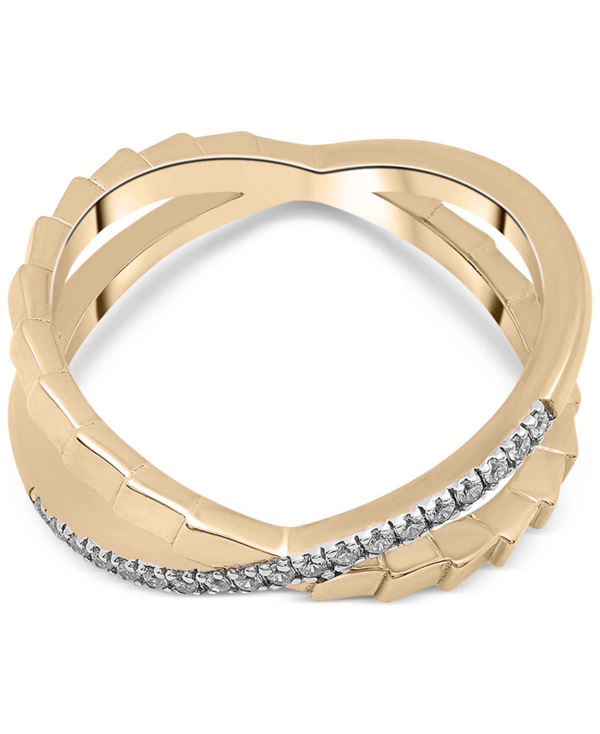 Audrey by Aurate Diamond Crossover Ring (1/10 ct. t.w.)  Created for Macy's - Gold Vermeil