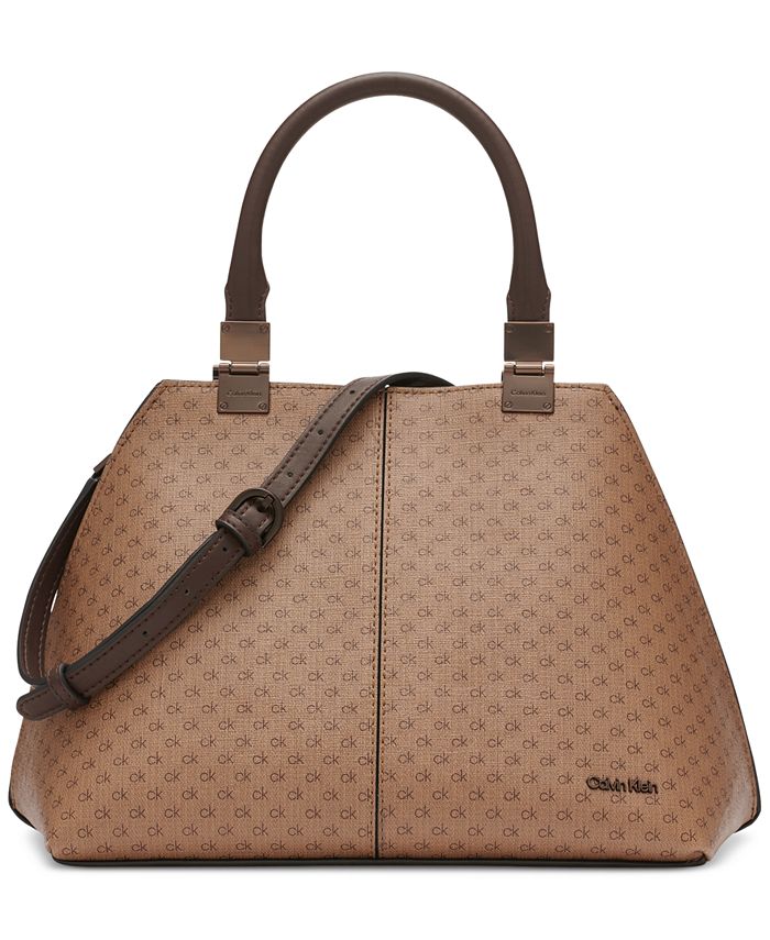 Calvin Klein Bag Signature Dome Satchel Crossbody Purse Size Large