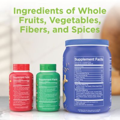 Whole Health System - Whole Food Fruits & Veggies and Fiber & Spice Supplements - 30 Servings Each