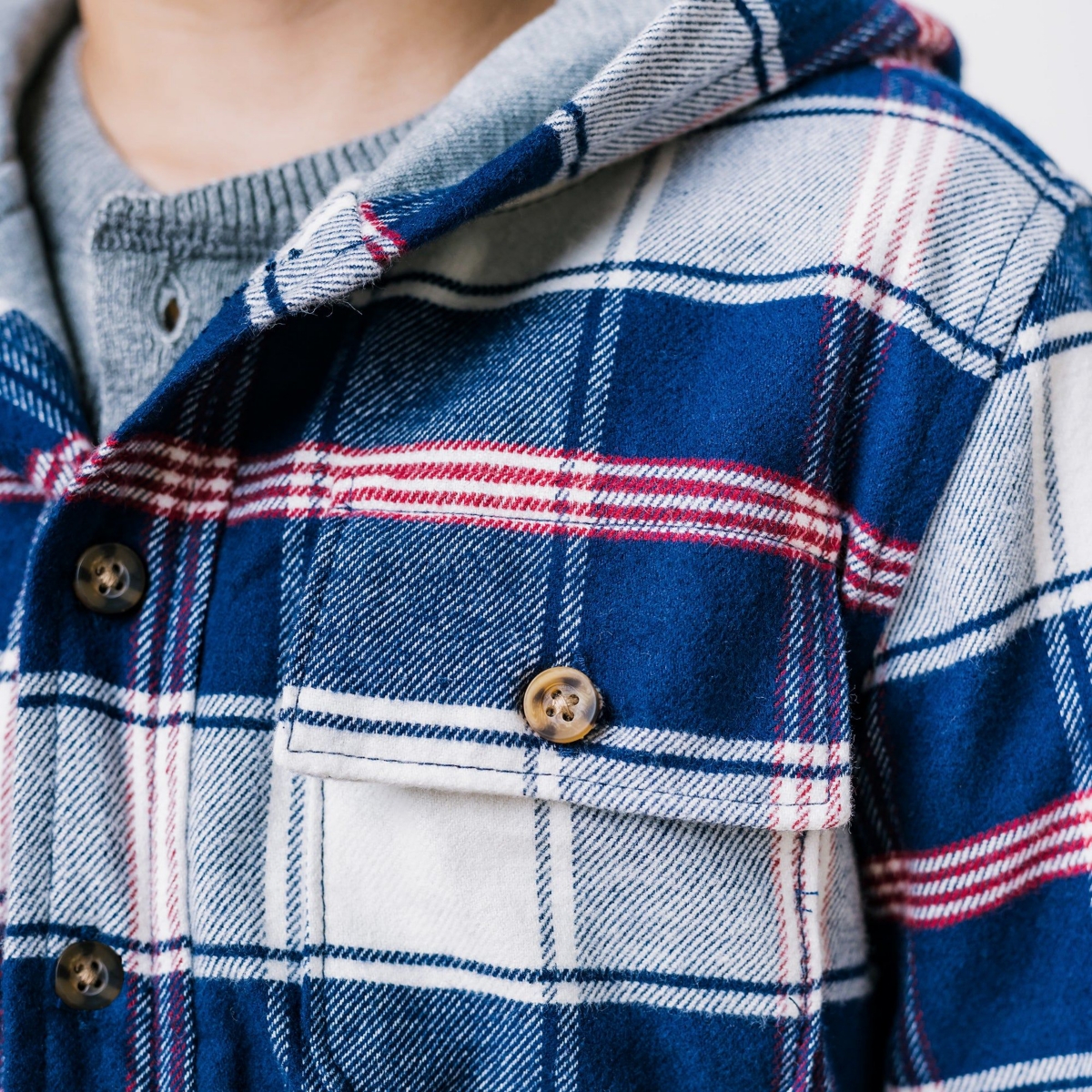 Hope & Henry Boys Long Sleeve Hooded Flannel Shirt Jacket