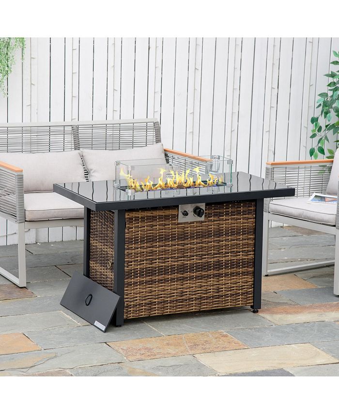 Outsunny 43in Outdoor Propane Gas Fire Pit Table, 50,000 BTU Auto