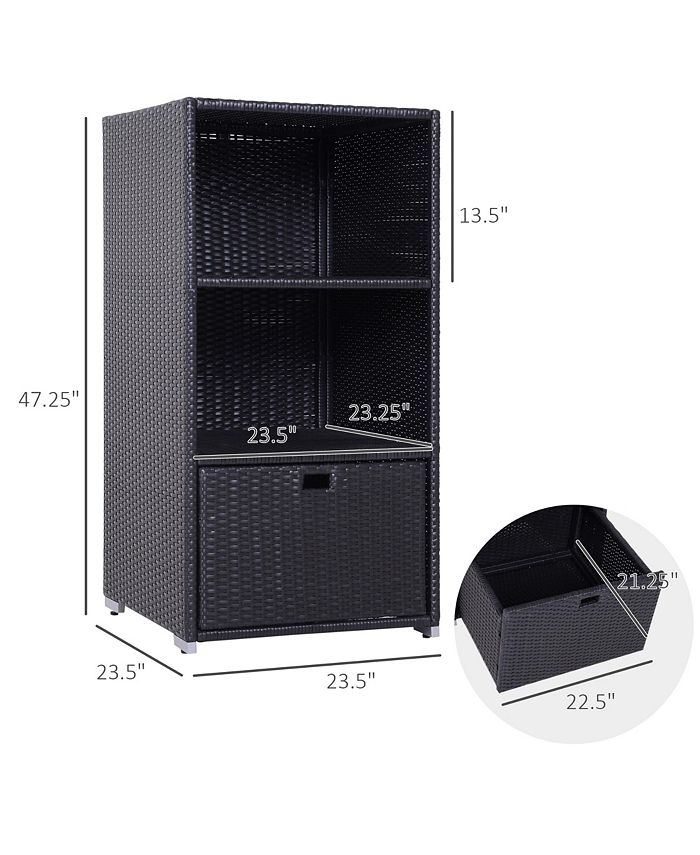 Outsunny Valet Pool Towel Rack, Waterproof PE plastic Rattan Wicker