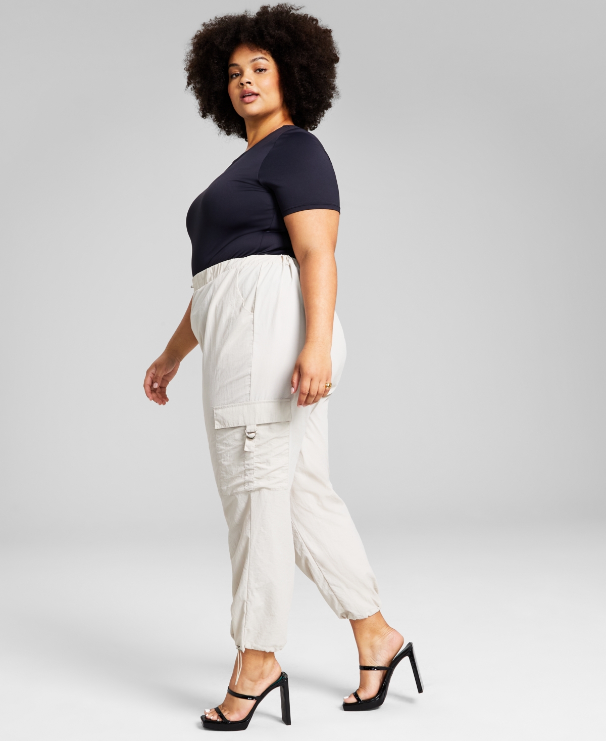 And Now This Trendy Plus Size Cinched-hem Cargo Pants In Crushed Oregano