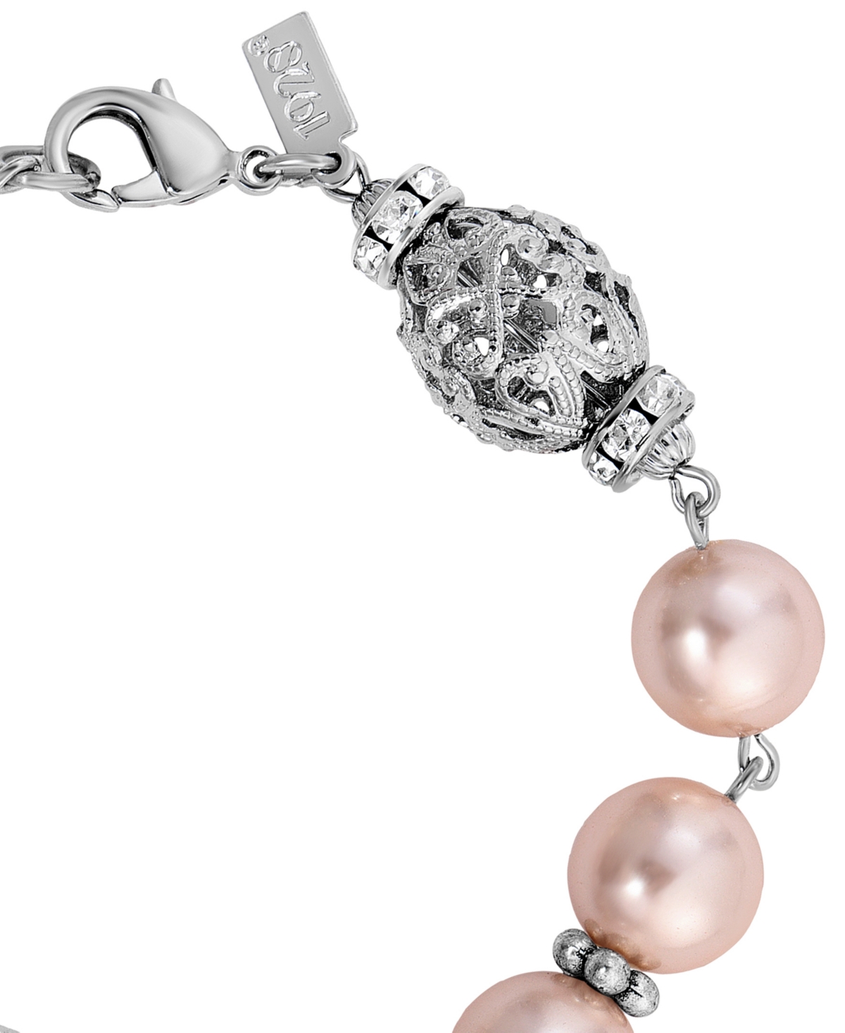 2028 Crystal Acrylic Filigree Bead Bracelet In Pink