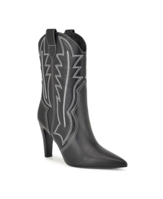 Nine West - Women's Alama Pointy Toe Heeled Dress Cowboy Booties