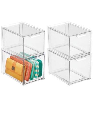 mDesign Stackable Plastic Storage Closet Bin Boxes with Pull-Out ...