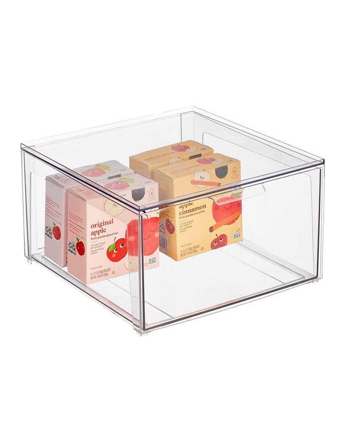 mDesign Plastic Stackable Kitchen Pantry Storage Organizer with Drawer -  Clear 