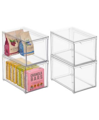 Stackable Kitchen Storage Bin Box with Pull-Out Drawer, Medium - 4 Pack