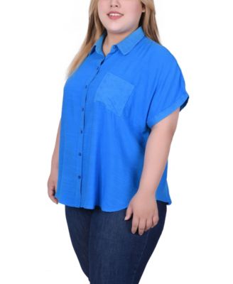 Plus Size Short Extended Sleeve Blouse