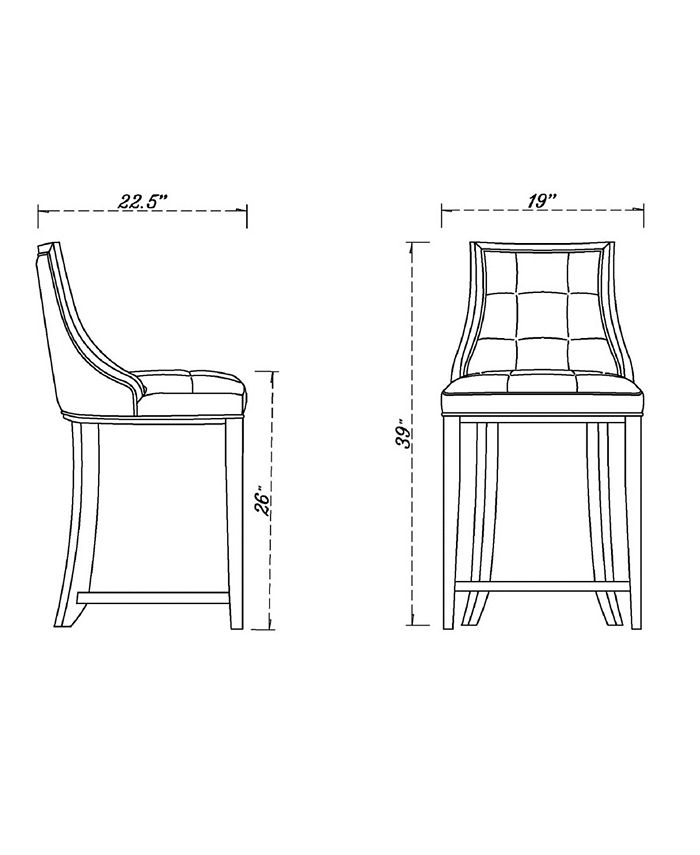 Manhattan Comfort Fifth Avenue 19" 2 Piece Beech Wood Faux Leather Upholstered Counter Height