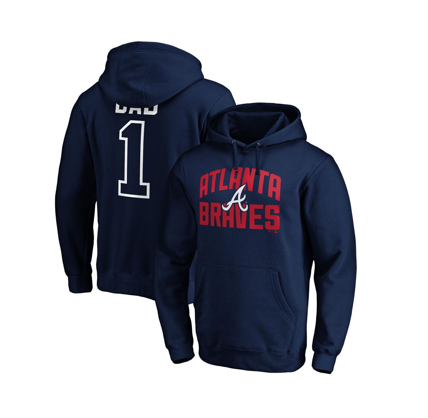 Men's Navy Atlanta Braves Father's Day #1 Dad Pullover Hoodie