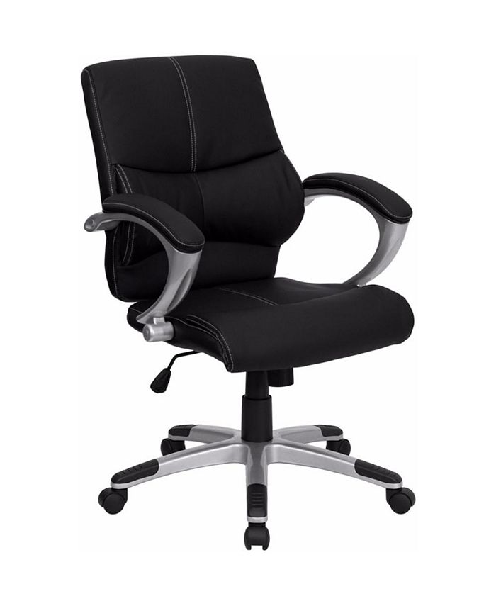 Offex MidBack Black Leather Contemporary Manager's Office Chair Macy's