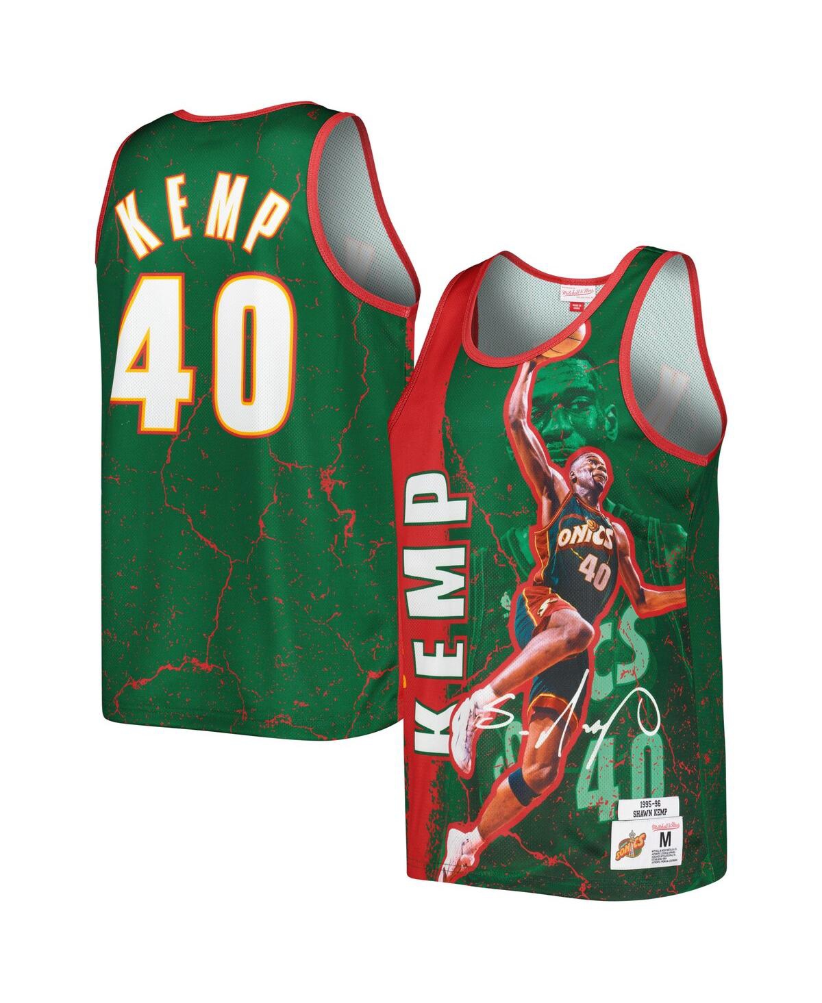Mitchell & Ness Shawn Kemp Green Seattle Supersonics 1995-96 Hardwood Classics Player Burst Tank Top In Green