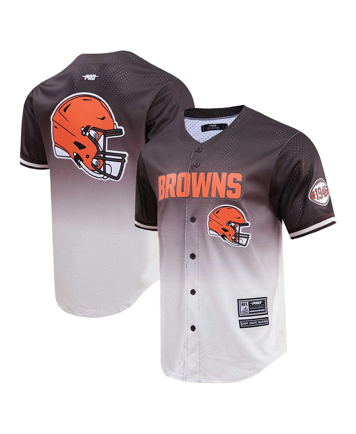 Shop Pro Standard Men's  Brown, Cream Cleveland Browns Ombre Mesh Button-up Shirt In Brown,cream