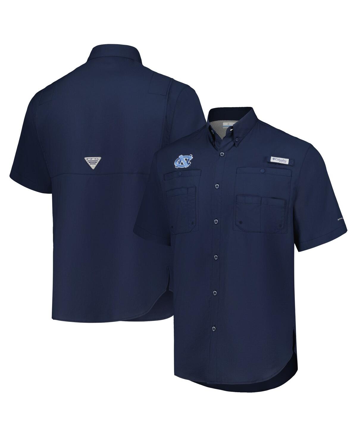 Shop Columbia Men's  Navy North Carolina Tar Heels Pfg Tamiami Omni-shade Button-down Shirt