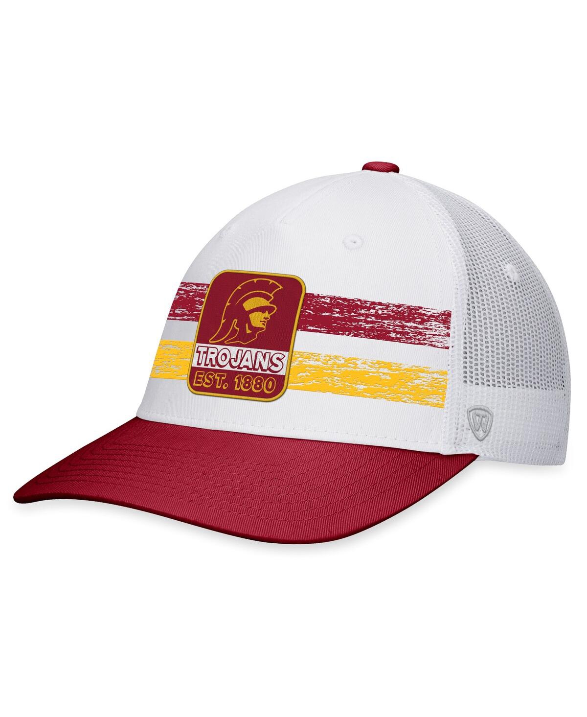 Shop Top Of The World Men's  White, Cardinal Usc Trojans Retro Fade Snapback Hat In White,cardinal