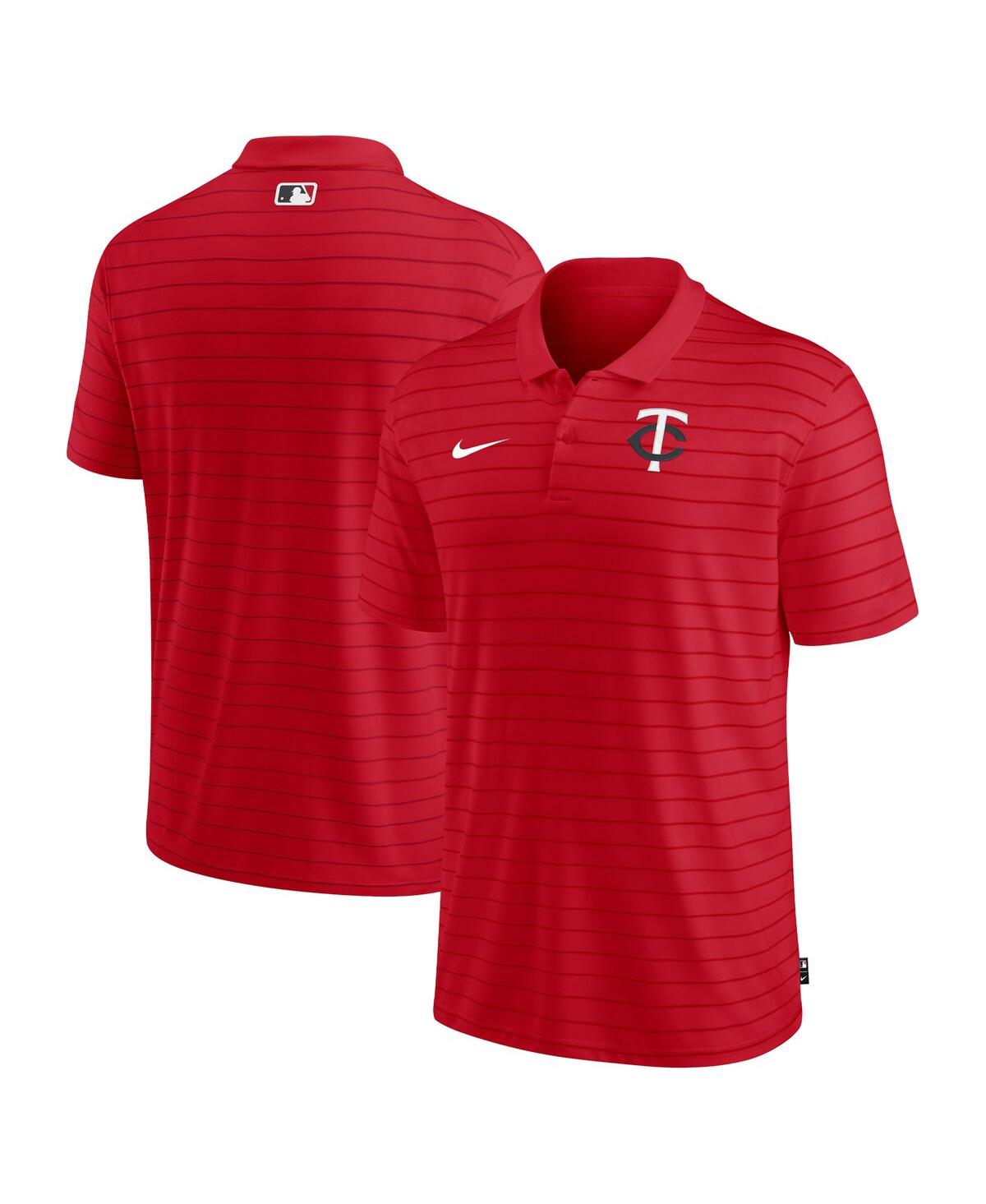 Men's Nike Minnesota Twins Red Authentic Collection Victory Striped Performance Polo Shirt - Red