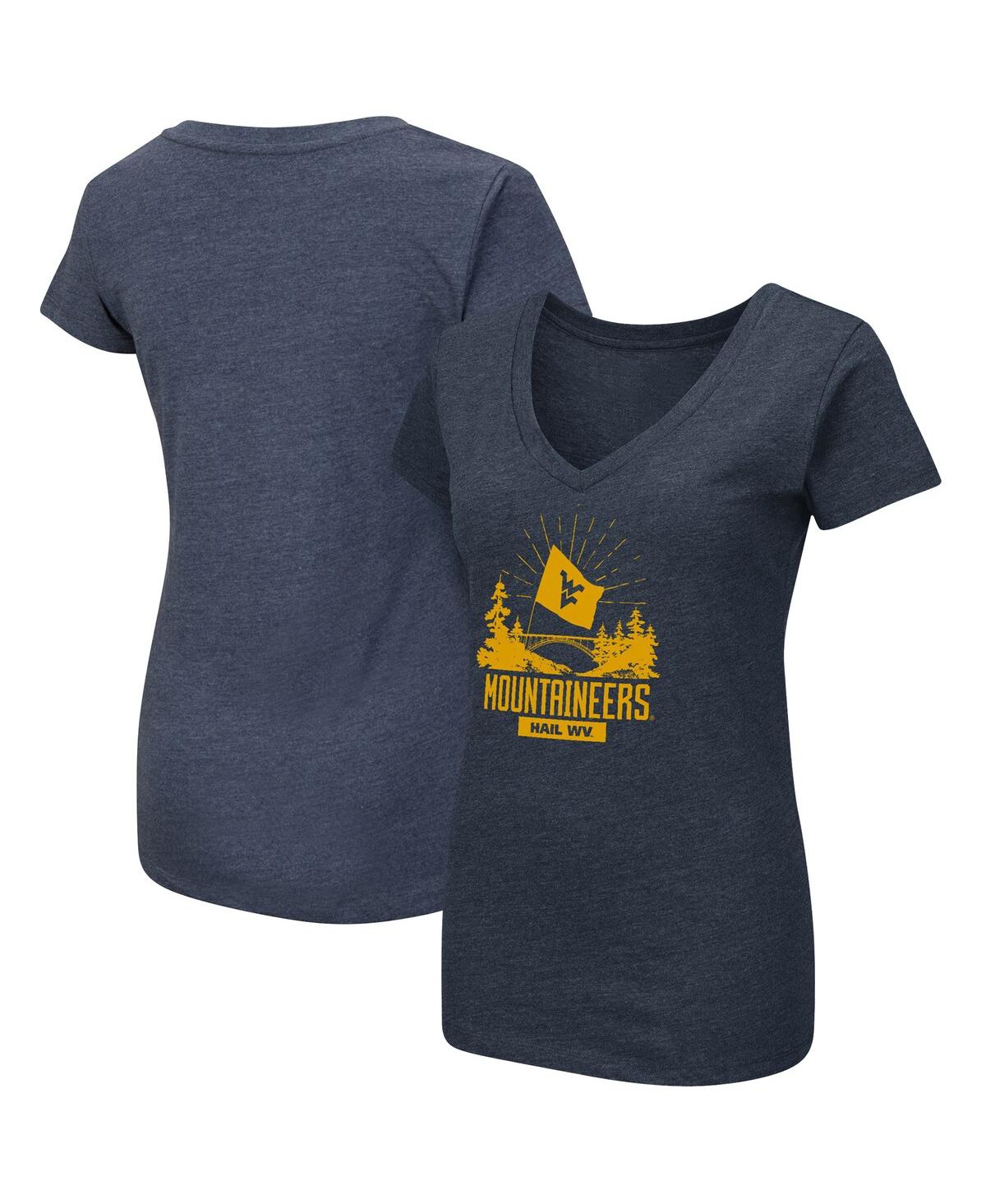 Colosseum Women's  Navy West Virginia Mountaineers Fan V-neck T-shirt In Navy